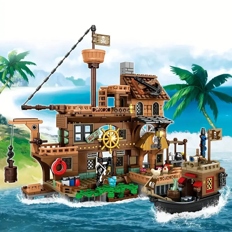 Pirate Island Fortress Building Blocks Set for Kids (675 pcs)