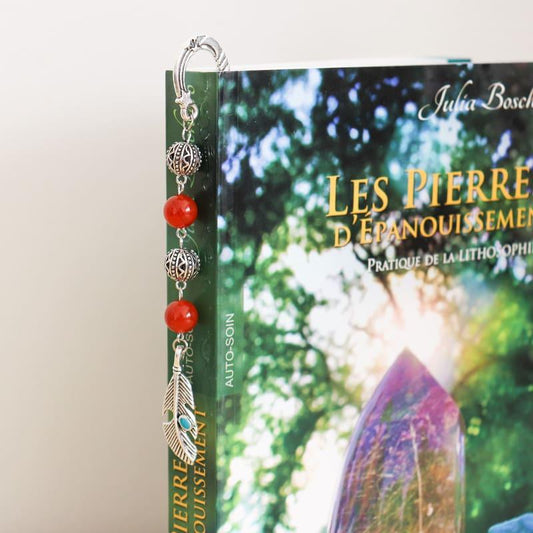 Marque-page rigide en pierre fine - Cornaline